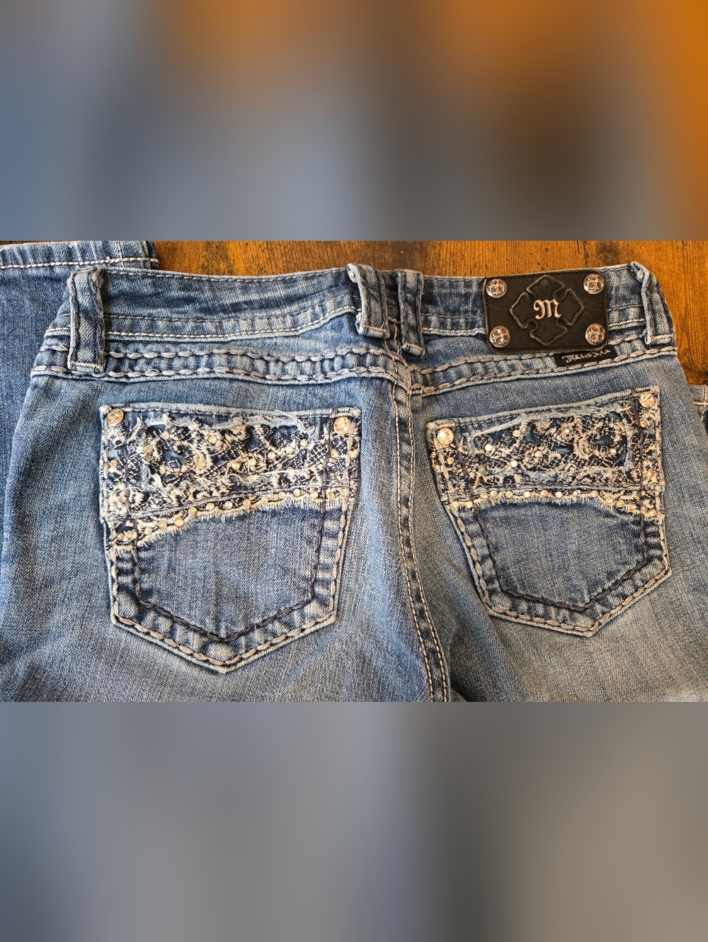 Women's Miss Me Embellished Light Blue Skinny Jeans